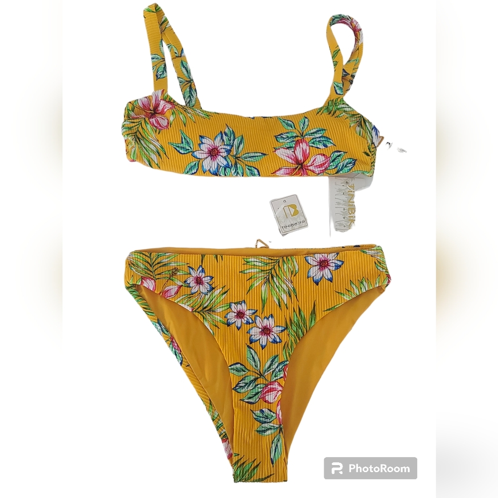 Tinibikini Swimsuit Floral Print Bikini Size Medium